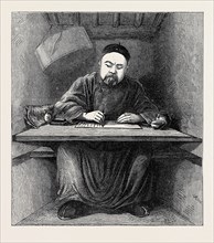 CHINA: COMPETING STUDENT IN HIS CELL, EXAMINATION MALL, PEKIN, 1873
