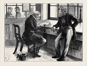 NEWGATE: PRISONER WITH ATTORNEY IN CONSULTING ROOM, 1873