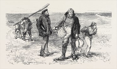 LOSS OF THE NORTHFLEET: VIEW NEAR DUNGENESS, WITH BEACHMEN WEARING "BACK STAYS", 1873