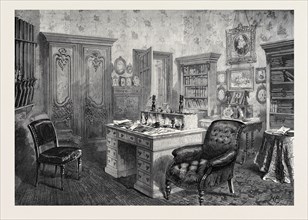 THE LIBRARY, CAMDEN PLACE, CHISELHURST, RESIDENCE OF THE LATE EMPEROR NAPOLEON III, 1873