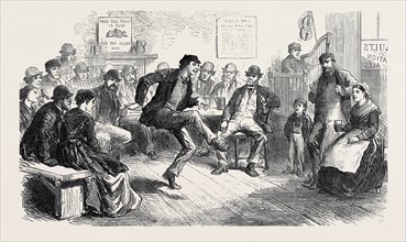 THE STRIKE IN SOUTH WALES: AMUSEMENTS OF THE COLLIERS, "STEPPING", 1873