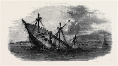 H.M.S. "TRANSIT" ON THE ROCKS OFF CAPE OELAR, BANCA ISLAND