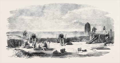 THE MUTINY IN INDIA: THE MOUND BATTERY, BEFORE DELHI.