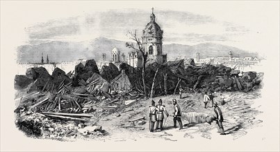 THE LATE EXPLOSION AT MAYENCE: ST. STEPHEN'S CHURCH, MAYENCE, FROM THE SITE OF THE POWDER MAGAZINE.
