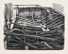 THE AFTER-PART OF THE "SARAH SANDS" (IRON-BUILT STEAMER), WHICH WAS PARTIALLY DESTROYED BY FIRE IN