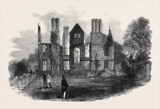 RUINS OF KING'S NEWTON HALL, NEAR MELBOURNE, DERBYSHIRE, DESTROYED BY FIRE ON THE 17TH INST.