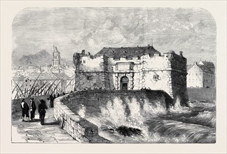 THE WAR IN ITALY, THE OLD MOLE GATE, GENOA, FROM A DRAWING BY S. READ