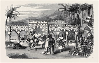 THE GARDENS OF THE PALACE OF THE DEY OF ALGIERS, A SCENE FROM "ASMODEUS; OR, THE DEVIL ON TWO