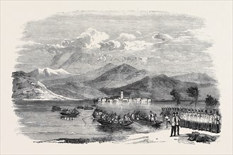 THE WAR, AUSTRIANS CROSSING THE LAGO MAGGIORE, FROM A SKETCH BY THOMAS