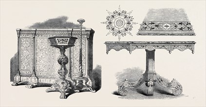 FURNITURE, EAST INDIA COMPANY, AND, INLAID TABLE AND  ORNAMENTS OF TOP, CALDECOTT, GREAT RUSSELL