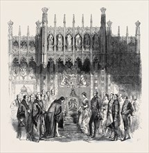 THE QUEEN'S VISIT TO THE CITY OF LONDON, THE ROYAL THRONE IN THE GUILDHALL, ROYAL VISIT TO THE CITY