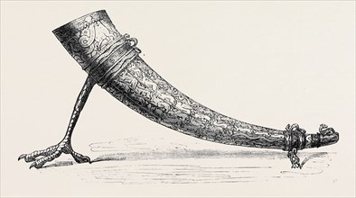 TENURE HORN OF IVORY, STEEL MOUNTINGS, 1869