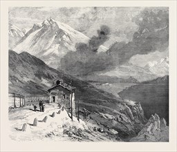 THE NEW OVERLAND ROUTE TO INDIA: THE RAILWAY OVER THE ALPS, SUMMIT OF MONT CENIS AND LAKE, 1869