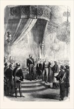 NEW YEAR'S DAY AT THE TUILERIES: THE PAPAL NUNCIO CONGRATULATING THE EMPEROR, FRANCE, 1869