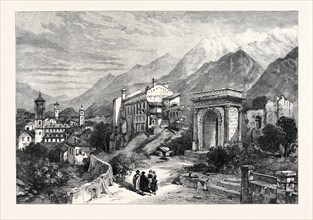 NEW OVERLAND ROUTE TO INDIA: MONT CENIS RAILWAY, SUSA, IN PIEDMONT, ITALY, 1869