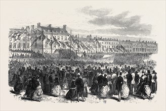 LAUNCH OF A LIFE BOAT AT WEYMOUTH, 1869