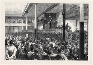 THE RIGHT OF MEETING AT PARIS: M. DUCASSE SPEAKING AT THE SALLE DES FOLIES-BELLEVILLE, 1869, FRANCE