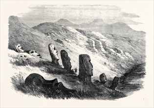 GROUP OF IMAGES INSIDE THE CRATER OF OTUITI, EASTER ISLAND, 1869