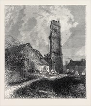 RUINS OF THE TOWER OF ST. ISSEY CHURCH, CORNWALL, UK, 1869