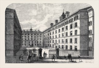 PEABODY SQUARE, WESTMINSTER, FOR THE DWELLINGS OF THE POOR, LONDON, UK, 1869