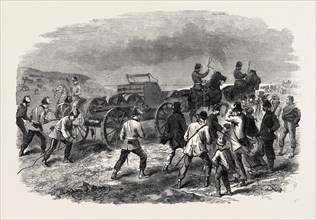 THE VOLUNTEER REVIEW AT DOVER: PAYING OUT THE TELEGRAPH WIRE, UK, 1869