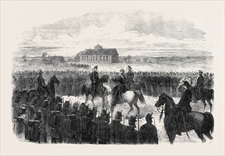 INSPECTION OF THE ESSEX RIFLES (MILITIA) AT COLCHESTER, UK, 1869