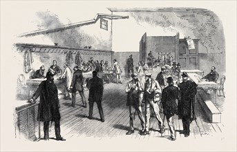 THE ELECTIONS IN FRANCE: ELECTORS RECEIVING THEIR VOTING-CARDS AT THE MAIRIE OF MONTMARTRE, 1869