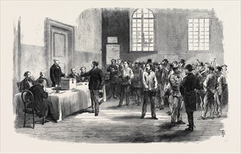 THE ELECTIONS IN FRANCE: ELECTORS VOTING AT THE POLLING-PLACE IN THE FAUBOURG ST. ANTOINE, 1869