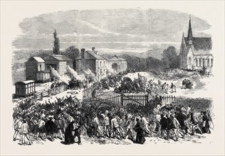 THE RIOT AT MOLD, FLINTSHIRE: ATTACK ON THE SOLDIERS AT THE RAILWAY STATION, 1869