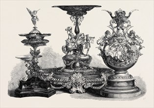 THE ASCOT RACES PRIZE PLATE: THE ROYAL HUNT CUP, LEFT; THE ASCOT CUP, CENTRE; THE QUEEN'S GOLD CUP,