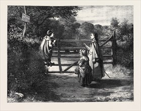 "NO THOROUGHFARE," BY P. MACNAB, IN THE EXHIBITION OF THE SOCIETY OF BRITISH ARTISTS, 1869