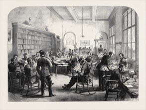 THE GUARDS' INSTITUTE, VAUXHALL BRIDGE ROAD, LONDON, THE READING ROOM, 1869, UK