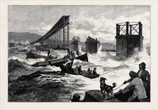 THE TAY BRIDGE DISASTER: STEAM LAUNCHES AND DIVERS' BARGE EMPLOYED IN SEARCH, 1880