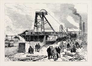 THE LEYCETT COLLIERY DISASTER, NEAR NEWCASTLE-UNDER-LYNE: THE PIT AFTER THE EXPLOSION, 1880