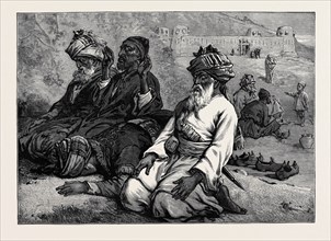 AFGHANS AT THEIR NAMAZ, 1880