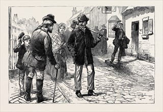 A SKETCH IN THE VILLAGE OF HAWARDEN, 1880
