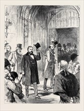 MEETING OF THE NEW PARLIAMENT: ARRIVAL OF NEW MEMBERS IN WESTMINSTER HALL, LONDON, 1880