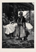 SKETCHES IN ALBANIA: A BEAR-FANCIER IN THE BAZAAR, SCUTARI, 1880