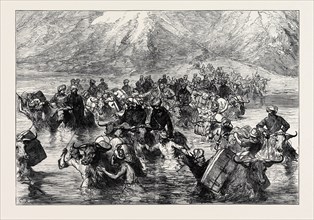 THE MISSION TO YARKUND: CROSSING THE SHAYOK BELOW THE KHARDUNG PASS, 1874