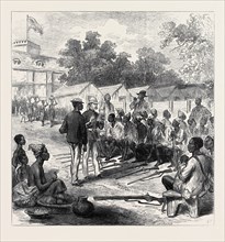 THE ASHANTEE WAR: ARRIVALS AT THE NORTH GATE, CAPE COAST CASTLE, 1874