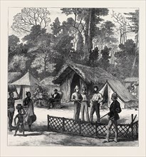 THE ASHANTEE WAR: NEWSPAPER CORRESPONDENTS' QUARTERS IN THE CAMP AT PRAH-SU, 1874