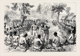 THE ASHANTEE WAR: COUNTING AND INSPECTING AMMUNITION OF THE BONNY MEN, 1874