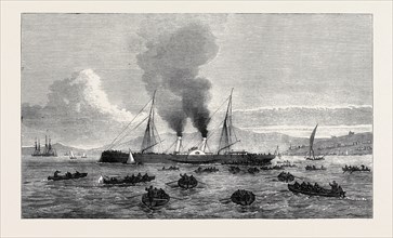 THE ASHANTEE WAR: ARRIVAL OF DESPATCH BOAT AT LISBON WITH NEWS OF THE ASHANTEE WAR, PORTUGAL, 1874