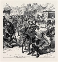 THE ASHANTEE WAR: THE NAVAL BRIGADE CLEARING THE STREETS OF COOMASIE, 1874