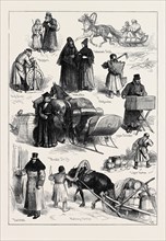 SKETCHES IN ST. PETERSBURG: BEGGARS; TRADESMAN'S SLEIGH; MONK AND NUN; CHIFFONNIER; ORGAN GRINDER;