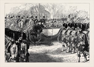 REVIEW AT WINDSOR OF TROOPS FROM THE ASHANTEE WAR: THE 42ND HIGHLANDERS MARCHING PAST THE QUEEN,