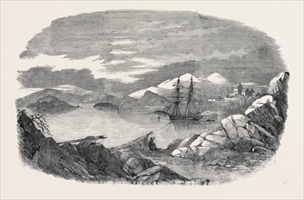 FISKERNOES, A DANISH SETTLEMENT, IN THE SOUTH OF GREENLAND, WITH "THE ISABEL" AT ANCHOR