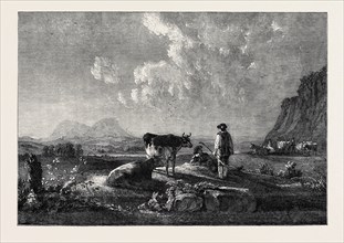 "COWHERDS AND CATTLE, IN EVENING." LANDSCAPE, PAINTED BY CUYP