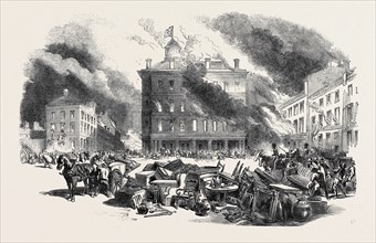 GREAT FIRE AT MONTREAL: DALHOUSIE SQUARE, HAY'S HOUSE, 1852