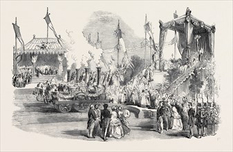 FETE AT STRASBOURG: BENEDICTION OF THE LOCOMOTIVE ENGINES, AT THE RAILWAY TERMINUS, STRASBOURG,